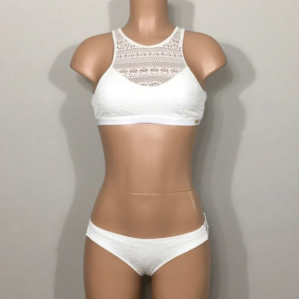ROXY ivory crochet bikini set. New